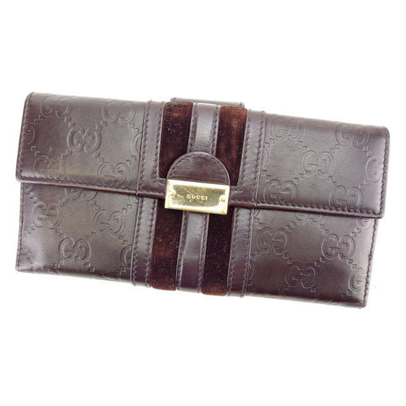 Gucci long ssima Wallet velour brown Treasure - Picture 1 of 6